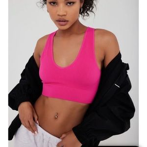 Garage “Pink Peacock” Stella Seamless Plunge Tank Top Size Medium